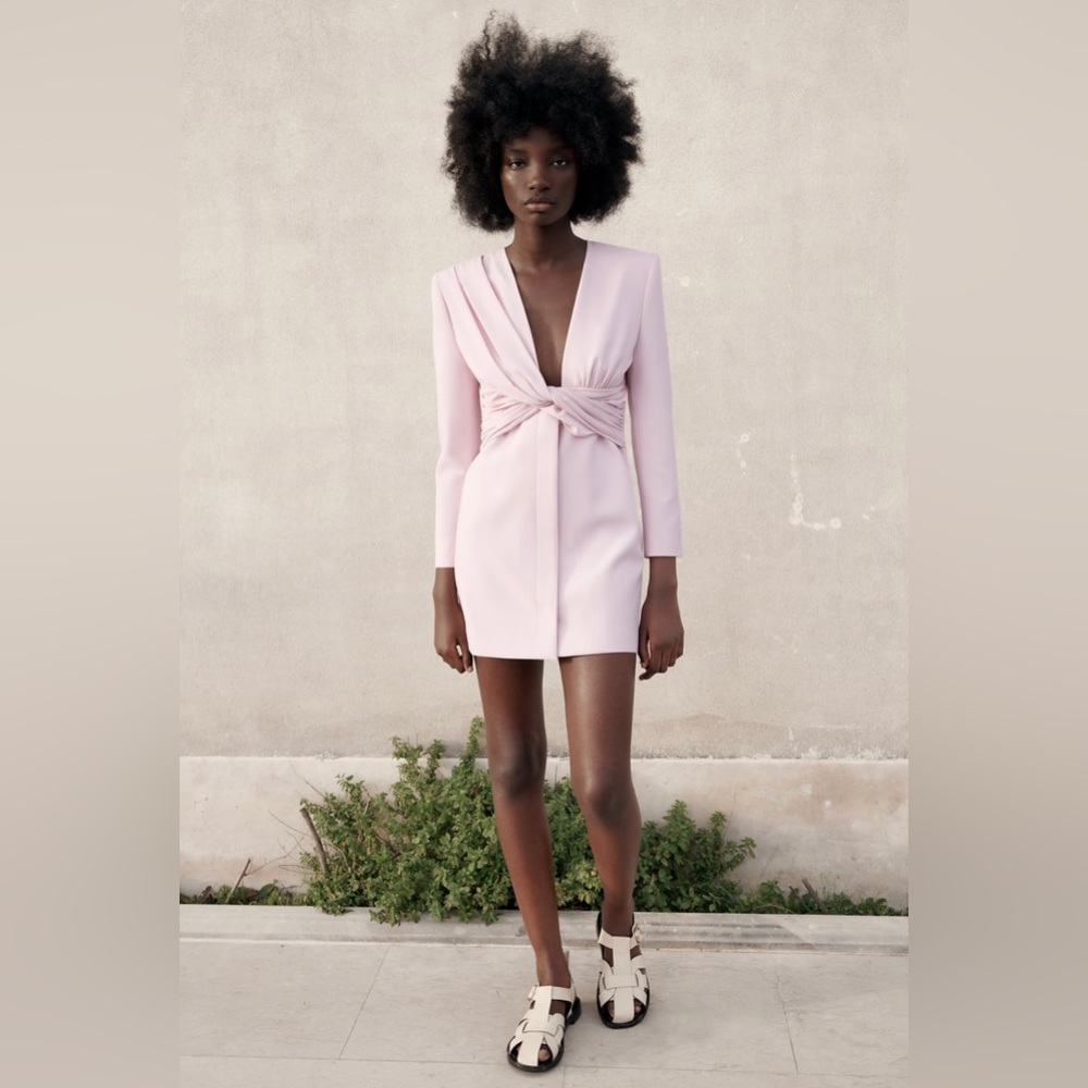 Zara Draped Jacket Dress - Light Pink Size L